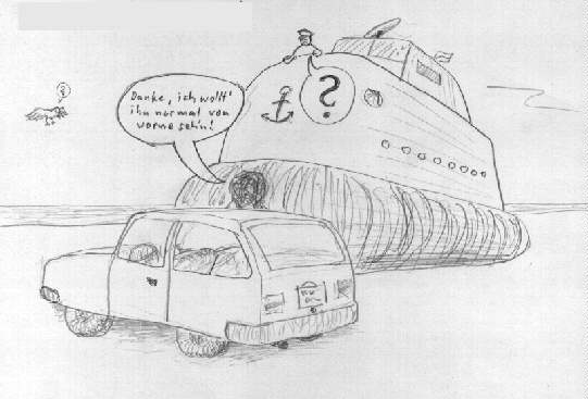 Karikatur mit Hovercraft