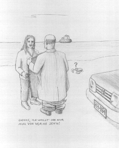 Karikatur mit Hovercraft