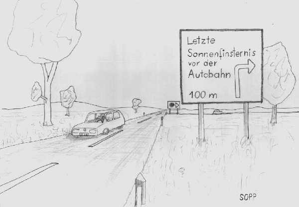 Karikatur zur Sonnenfinsternis vom 11.08.1999